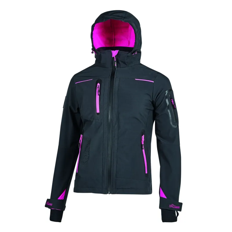Jakna softshell ženska SPACE LADY, sivo-roze 